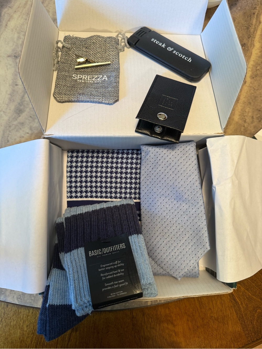 Men's Light Blue & Navy Tie & Accessory Gift Set